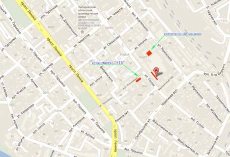 Билборд A в Запорожье, 3х6  вул. Гоголя 32 (лівий), ринок "Анголенко" схема